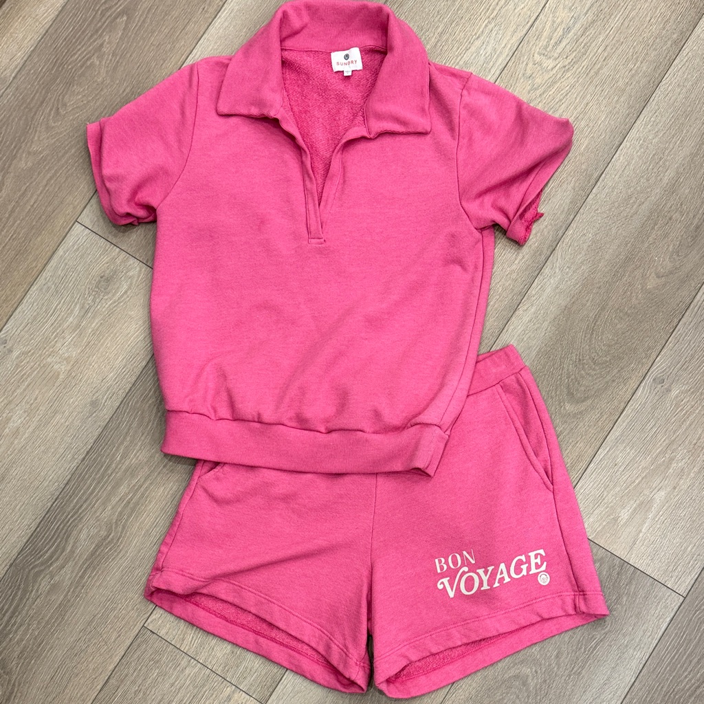 Sundry Pink Bon Voyage Polo And Shorts Set | Revolve